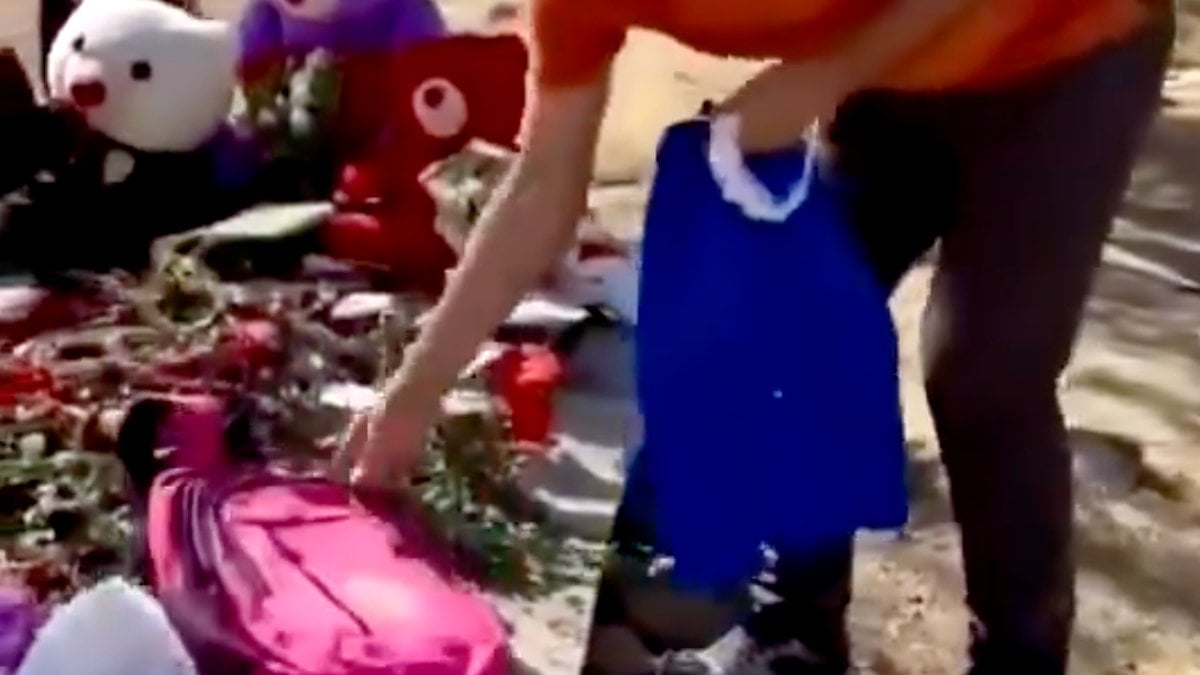 Narin Güran’ın mezarındaki gelinliği kaldırıp okul çantası koydu
